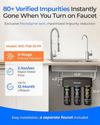 Waterdrop TSB-PF Under Sink Water Filter, 𝐑𝐞𝐝𝐮𝐜𝐞𝐬 𝟖𝟎+ 𝐈𝐦𝐩𝐮𝐫𝐢𝐭𝐢𝐞𝐬-PFAS, Chlorine, Chloramine, Fluoride, Taste&Odor, 9 Layer Under Sink Water Filtration System,with A Separate Faucet