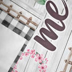Spring Flowers Curtain Valances for Windows, Kitchen Valance Window Treatment, Farmhouse Watercolor Black Plaid Wood Grain Light Filtering Block Curtains for Bathroom/Bedroom/Living Room 42'' x 18''