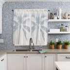 Summer Coconut Tree on Vintage Wood Grain Window Valance Curtains, Seaside Plants Light Filtering Kitchen Valance with 3-inch Rod Pocket for Living Room Bathroom Bedroom,2 Panel,42x63In