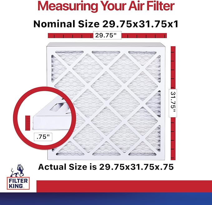 Filter King Air Filters 29.75x31.75x1 | 12-PACK | MERV 11 HVAC Pleated AC Furnace Filters | Actual Size 29.75 x 31.75 x .75"