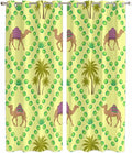 2 Panel Kitchen Cafe Curtains, Desert Sand Camels Sunlight Filtering Nature Air Through, Window Decor Tier Curtains for Living Room 104W x 90L inch Palm Trees Tropical Plants Polka Dot Yellow