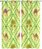 2 Panel Kitchen Cafe Curtains, Desert Sand Camels Sunlight Filtering Nature Air Through, Window Decor Tier Curtains for Living Room 80W x 84L inch Palm Trees Tropical Plants Polka Dot Yellow