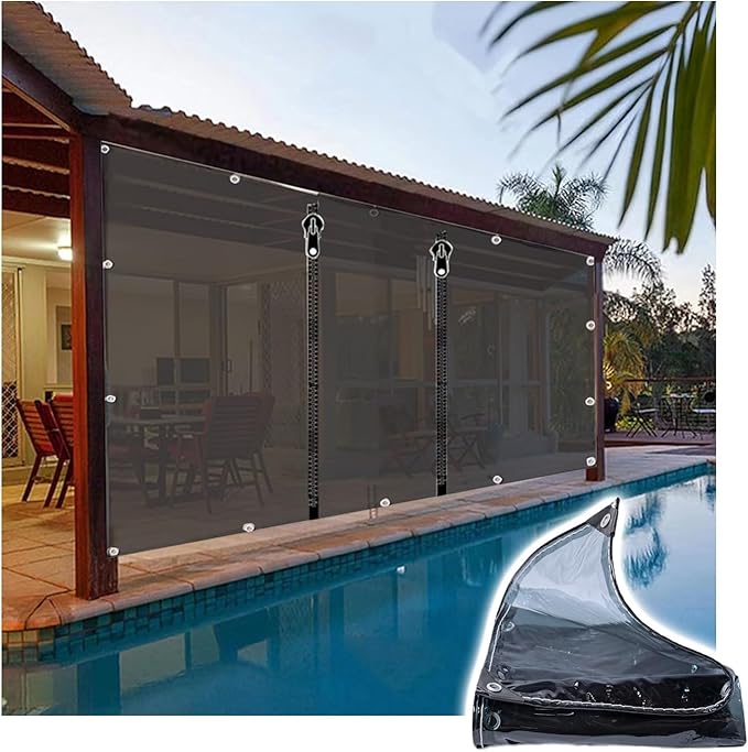 Curtain Patio Enclosure with Zippe, Heavy Duty PVC Transparent Tarpaulin Side Panels, Outdoor Clear Tarp Curtains for Porch, Pergola, Gazebo, Balcony, Patio(2.1x2.2m)