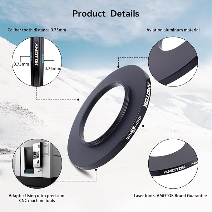 42mm Lens to 49mm Camera Lens Adapter,42mm to 49mm Filter Step up Ring Adapter Ring,Compatible All 49mm Filter Accessory