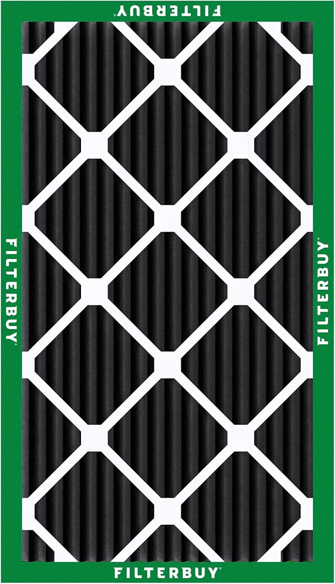 Filterbuy 10x24x1 Air Filter MERV 10 Odor & Allergy Defense with Activated Carbon (3-Pack), Electrostatic Pleated HVAC AC Furnace Filters Replacement, Made in USA (Actual Size: 9.50 x 23.50 x 0.75)