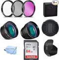 Extreme Len's 58mm Professional Filter Bundle - 7 Filters (UV, CPL, FL-D, 1, 2, 4, 10 Macro), 64GB Sandisk Card