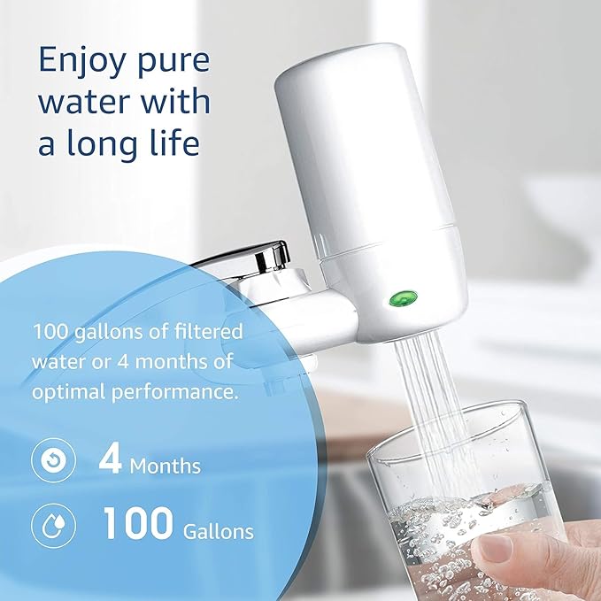 Waterdrop Faucet Water Filter, Replacement for Brita® Filter, Brita® Faucet 36311 On Tap Water Filtration System, FR-200, FF-100 Replacement Filter, White (4 Packs)