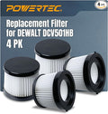 POWERTEC DCV5011H HEPA Filters for DeWalt DCV501HB 20V Cordless Handheld Vacuum 4 Pack, Cartridge Filter for DeWalt Vacuums (75122-P4)