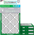 Filterbuy 16x24x2 Air Filter MERV 8 Essential Dust & Allergy Defense (4-Pack), Electrostatic Pleated HVAC AC Furnace Filters Replacement, Made in USA (Actual Size: 15.38 x 23.38 x 1.75)