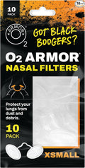 O2 Armor Nose Filters for Welders & Allergies - Nose Filter for Dust - Nasal Filters for Welding - Nose Dust Mask for Construction (10 Pack, Size X-Small)