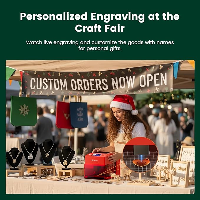 AlgoLaser 5W Laser Engraver Machine: Portable & Smart with 3.5" Touch Screen, Hand Drawing/Wireless/SD Card/Offline Engraving, AlgoOS 2.0 Self Developed System for Wood, Acrylic, Leather