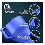 TEC Products FlexAll Long Flexible Funnels - Automotive Oil Funnel with Hose, Durable Nitrile Rubber for Oil Change, Transmission Funnel Fluid, Diesel, Fuel, Gas - Made in USA - Blue (16 x 5 Inches)