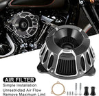 Motorcycle Air Filter Kit CNC Air Cleaner Turbine Intake System Fit for Harley Touring Street Glide Road King Trike 2008-2016, Softail 2016-2017 (C-Black)