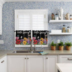Spring Flowers Half Window Curtain 36 Inches Long, Watercolor Country Colorful Floral Black Window Treatment Curtain Drapes, Small Tier Curtains for Bathroom Over Sink, 27.5"x36", 2 Panels