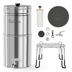 Culligan MaxClear 2.25 Gallon Gravity Water Filter System, Polished Stainless-Steel Countertop Water Filter NSF/ANSI Certified to Reduce Microplastics, Lead & Total PFAS, with 2 Ceramic Filter