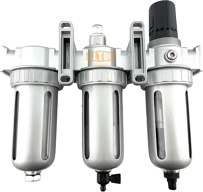 1/4" NPT MID FLOW Filter Regulator Coalescing Desiccant Dryer System For Compressed Air Lines, Poly Bowls, Great For Paint Spray And Plasma Cutter (AUTO DRAIN)