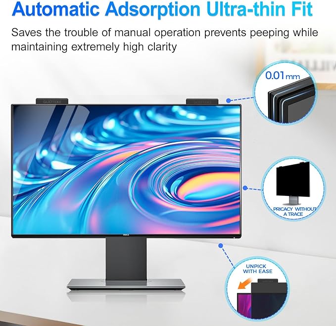 2Pack Magnetic 27 Inch Privacy Screen for Computer Monitor 16:9 Aspect Ratio, Hanging Removable Anti-Blue/Glare Protector Film, Anti Spy Desktop Security Private Filter 27in