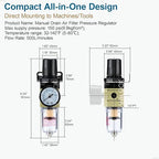 1/4" NPT Air Compressor Filter Regulator Combo, Water Separator Air Pressure Regulator with Gauge AW2000-02