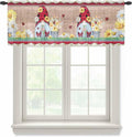 Ladybug Gnome Sheer Valance Curtains, Country Summer Rustic White Yellow Daisy Floral Wood Grain Light Filtering Kitchen Valances Rod Pocket Voile Curtain for Bedroom/Living Room/Basement 42Wx12L