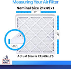 Filter King 21x49x1 Air Filter | 4-PACK | MERV 8 HVAC Pleated A/C Furnace Filters | MADE IN USA | Actual Size: 21 x 49 x .75"