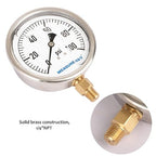 MEASUREMAN 4" Dial Size, Glycerin Filled Plumbing Pressure Gauge, 0-100psi, Stainless Steel Case, 1/4" NPT Lower Mount