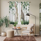 Easter Kitchen Curtains, Country Rabbit Botanical Leaves Wooden Grain Light Filtering Window Curtain Panels, 2Pcs Rod Pocket Window Treatments Set for Living Room Bathroom Bedroom 42x63 Inches