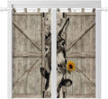 Funny Farm Animals Living Room Curtains 84 Inch Length, Window Curtains Tab Top, Vintage Barn Brown Sunflowers Light Filtering Window Treatments Drapes 42"x84" 2 Panel