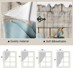 Teal Blue Tulips Swag Valances for Windows, Spring Floral Barn Doors Vintage Wood Beige Rod Pocket Kitchen Curtains Valance, Small Window Curtains Swag for Cafe Living Room, 2 Panels, 36x36 inch