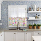 Happy Easter Half Window Curtain 36 Inches Long, Spring Bunny Colorful Eggs Flower Plaid Window Treatment Curtain Drapes, Small Tier Curtains for Bathroom Over Sink, 27.5"x36", 2 Panels