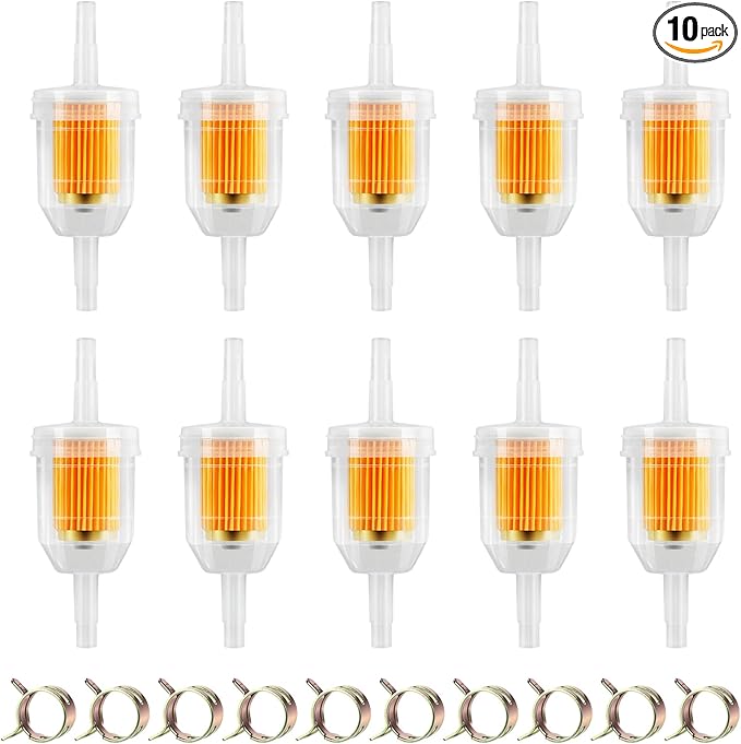 10 PCS 1/4 Inch and 5/16 Inch Gas Inline Fuel Filters with Magnet for Kawasaki, Kohler, John Deere, Lawn Mower, Small Engine, Upgrade Universal Replacement Fuel Filter with 10 Clips