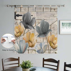 Spring Tulips Flower Bathroom Curtains 63 Inch Length, Window Curtains Tab Top, Vintage Floral Barn Doors Rustic Beige Light Filtering Window Treatments Drapes 52"x63" 2 Panel