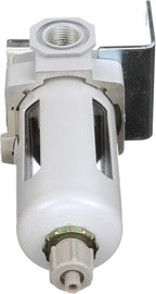PneumaticPlus SAF300-N03B Compressed Air Particulate Filter 3/8" NPT, 10 Micron, Poly Bowl, Manual Drain, Bracket
