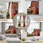 Farm Rooster Living Room Curtains 96 Inch Length, Window Curtains Tab Top, Farmhouse Barn Funny Animals Butterfly Light Filtering Window Treatments Drapes 52"x96" 2 Panel