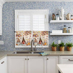 Fall Kitchen Curtain Set, Orange Pumpkins Thanksgiving Gnomes Autumn Maple Leaf Window Valance and Tiers 36" Length, Light Filtering Short Curtains Valance for Cafe Bathroom Bedroom 54"x18"