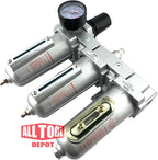 3 STAGE, HEAVY DUTY INDUSTRIAL GRADE FILTER REGULATOR COALESCING DESICCANT DRYER SYSTEM FOR COMPRESSED AIR LINE, METAL BOWLS, GREAT FOR PAINT SPRAY AND PLASMA CUTTER W/ELEMENTS(1/2"NPT, MANUAL DRAIN)