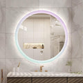 Round LED Bathroom Mirror, Wall Mounted Mirror with Demister Pad 3 Dimmable Color, Backlit Makeup Mirror, for Bathroom, Vanity, Bedroom(80cm/31.5in)