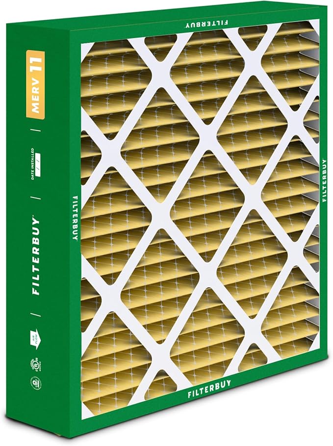 Filterbuy 20x21x5 Air Filter MERV 11 Superior Pet & Allergy Defense (2-Pack), Electrostatic Pleated HVAC AC Furnace Filters Replacement for Lennox and Electro-Air (Actual Size: 19.88 x 20.50 x 4.38)