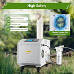 Agricultural Ultrasonic Humidifier, 110V 300W Agricultural Humidifier with 10 Atomizing Discs & 160m³/H Air Flow, Cool Mist Machine with Humidity Sensor and Water Filter for Warehouse Greenhouse