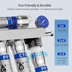 EIREE H502B Under‑Sink Ultrafiltration Water Filter – 0.01 µm Membrane, Removes 99.99% Heavy Metals, Chlorine & Odor, Stainless Steel Housing, USA Tech