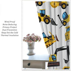 Kids Construction Equipment Window Curtains, Excavator Tractor Tow Truck Rod Pocket Decorative Windows Curtain for Children Teens Boys Girls Room Decor 42x45in (30% Blackout)