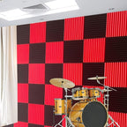 96 Pack Allxinlog Absorb the echo Acoustic Foam Panel Wedge Studio Soundproofing Wall Tiles 12" X 12" X 1" (48RED+48BLACK)