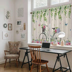 Farmhouse Spring Kitchen Curtains, Retro Bicycles Flowers Vines Butterfly Light Filtering Window Curtain Panels, 2Pcs Rod Pocket Window Treatments Set for Cabin Bathroom Bedroom 52x45 Inches