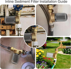 FA21 Washer Water Filter Reusable, brass garden hose filter with 3/4" adapters, 40-50 Micron, inline sediment filter for washing machine shower well water RV Car Wash