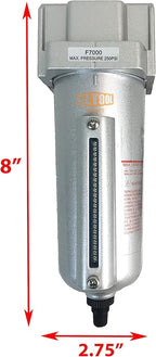 1/2" NPT HEAVY DUTY Industrial Grade Particulate Filter/Water Trap For Air Compressor Compressed Air Lines, 5u With Metal Bowl (AUTO DRAIN)