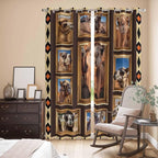 2 Panel Kitchen Cafe Curtains, Wildlife Camels Sunlight Filtering Nature Air Through, Home Decor Window Covering Tier Curtains for Living Room 104W x 96L inch Deserts Animals Brown Geometric Rustic