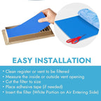 Air Vent Filters - Cut to Size Floor Vent Filters for home. MERV 8 Electrostatic Cut to Fit Roll Adhesive Hook Tape (100+ Filter) (MERV 8-12" x 90" 2 Pack)