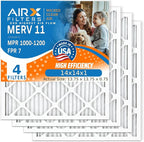 AIRX FILTERS WICKED CLEAN AIR. 14x14x1 Air Filter MERV 11 Electrostatic Pleated Air Conditioner Filter 4 Pack HVAC AC Furnace Filters