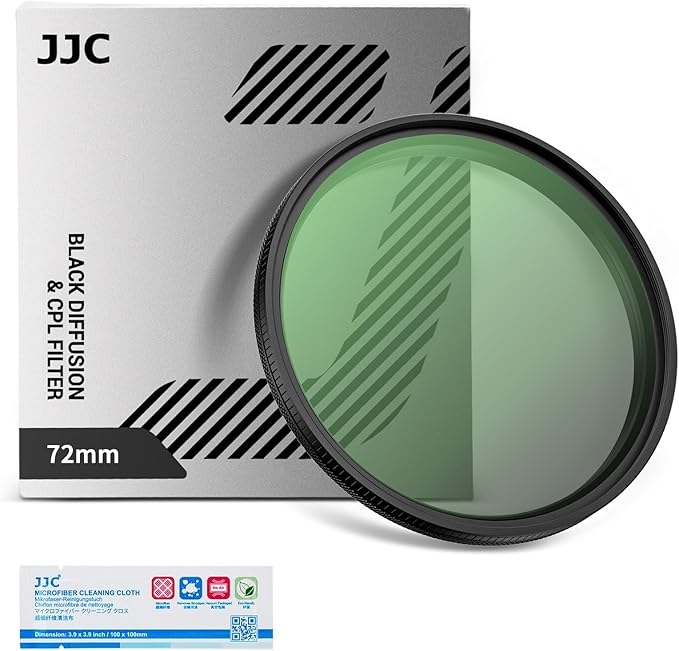 72mm Black Diffusion 1/4 & Reflectivity CPL 2 in-1 Filter with Lens Cap, Dreamy Softens Highlights with Effective Polarization, Mist Cinematic Polarizer Effect Filter with ND2 Reduction