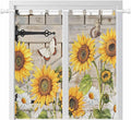 Farm Flowers Bathroom Curtains 63 Inch Length, Window Curtains Tab Top, Retro Sunflowers Barn Doors Butterfly Wood Board Light Filtering Window Treatments Drapes 52"x63" 2 Panel
