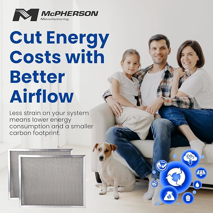 McPherson Reusable Air Filter 30x20x1 | Washable MERV 8 | Made in USA Metal Frame | HVAC AC Furnace | Permanent Electrostatic | Pet Dust Filtration
